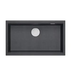 Quadron Logan 110 Workstation Sink Undermount, Black GraniteQ material