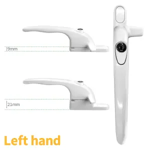 Yale Virage Cockspur Window Handle - White, Left, 9mm