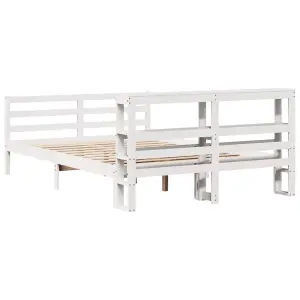 Berkfield Bed Frame without Mattress White 150x200 cm King Size Solid Wood Pine