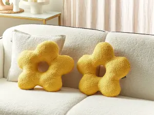 Set of 2 Cushions CAMPONULA Faux Fur 40 x 40 cm Solid Yellow