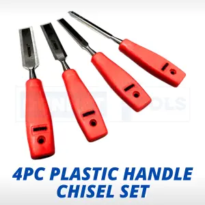 4pc Chisel Set Plastic Handle Precision Heat Treated Safety DIY Tool Equipment