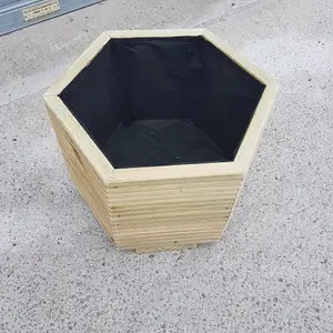 Hexagonal Lined Garden Decking Planter - 33cm High