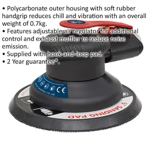 PRO 150mm AIR Palm Sander 5mm Orbital - 1/4" BSP Variable Speed Hook & Loop Pad