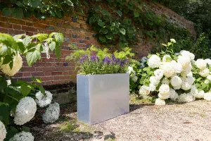 Primrose Garden Zinc Tall Trough Planter with Insert Silver 80cm