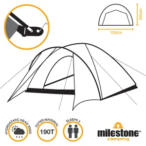 Milestone Camping Deluxe 2-Person Pop Up Dome Tent