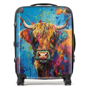 Splashart Highland Cow Suitcase - Large