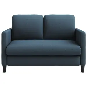 Neche 2 Seater Small Couch, Teddy Velvet Loveseat Sofa for Bedroom - Blue Grey