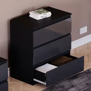 Vida Designs Glinton 3 Drawer Chest (100% FSC), Black