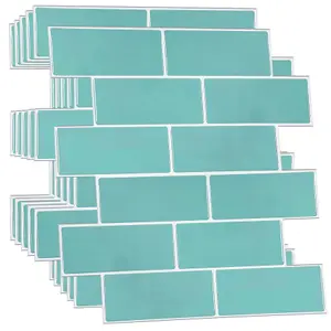 3D Tile Stickers Peel & Stick Backsplash Waterproof Capri Sea 24 Sheets 30.5cm(12") Green