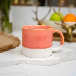 Scandi Home Set of 2 480ml Terra Fusion Coral Reactive Glazed Ceramic Mugs