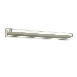 Modern Chrome Plated LED Bathroom Strip Wall Lamp with Switch Button and Glass