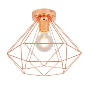 GoodHome Hexagon Gloss Metal Copper effect Ceiling light