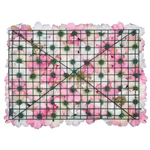 Artificial Flower Wall Backdrop Panel, 60cm x 40cm, White Rose Pink