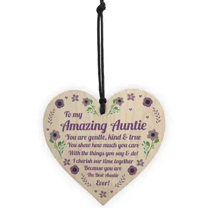 Auntie Birthday Gift Mothers Day Gift From Niece And Nephew Wooden Heart Keepsake