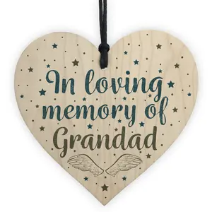 Red Ocean GRANDAD Memorial Plaques Wooden Heart Christmas Bauble Dad Gifts For Grandad Sign Keepsake