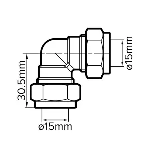 Plumbsure Compression 90° Pipe elbow (Dia)15mm, Pack of 10