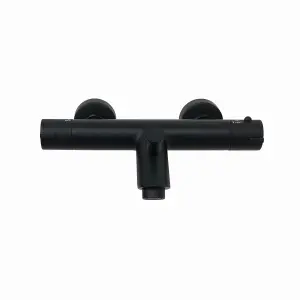 ENKI Dune Matte Black Contemporary Wall Mounted Brass Thermostatic Shower Bar Mixer Valve 1/2"