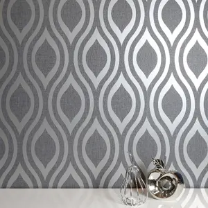 Arthouse Luxe Ogee Gunmetal Silver Wallpaper