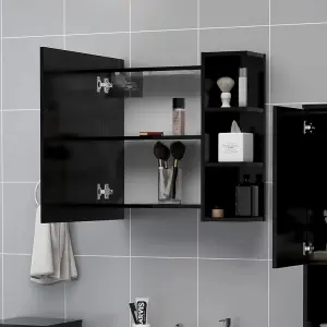 Berkfield Bathroom Mirror Cabinet Black 62.5x20.5x64 cm Engineered Wood