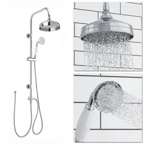 ENKI Gallant Chrome Deck Mounted Overhead Brass Thermostatic Shower Dual Rigid Riser Kit