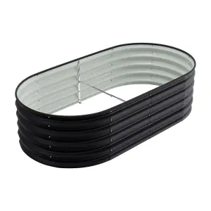 160cm x 80cm Oval Raised Garden Beds Outdoor Steel Planter Box with Support Rod for Flowers, Anthracite