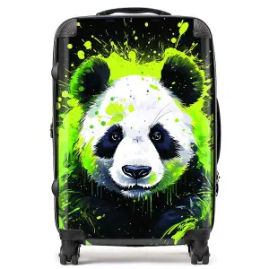 Green Splashart Panda Face Suitcase - Medium