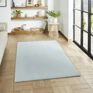 Blue Plain Shaggy Washable Rug, Stain-Resistant Anti-Shed 16mm Thick Modern Rug for Bedroom, Living Room-60cm X 120cm