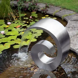 Primrose Curve Stainless Steel Cascading Water Feature with Reservoir 66cm