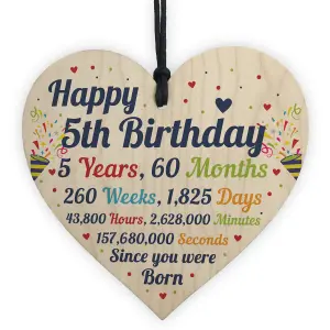 Red Ocean 5th Birthday Gift For Boys Wooden Heart 5th Birthday Gift For Girls 5th Birthday Decorations