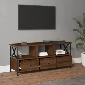 Berkfield TV Cabinet Brown Oak 102x33x45 cm Engineered Wood&Iron