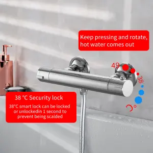 Thermostatic Shower Mixer Bar Single Lever Exposed Bath Shower Mixer Valve Anti Scald Tap