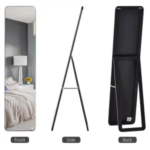 HOMCOM Full Length Mirror Free Standing or Wall Mount Dressing Bedroom Black