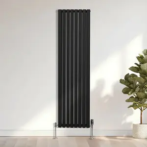 Oval Column Radiator & Valves - 1800mm x 480mm - Black