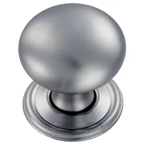 4x Round Victorian Cupboard Door Knob 38mm Dia Satin Chrome Cabinet Handle