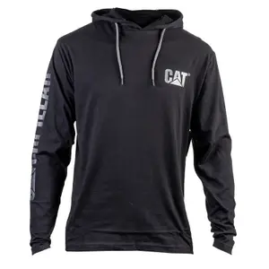 Caterpillar - Hooded Long Sleeve Tee - Black - Tee Shirt - XXL