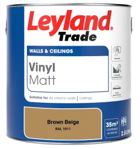 Leyland Trade Vinyl Matt Walls & Ceilings Emulsion Paint Brown Beige (RAL 1011) 2.5L