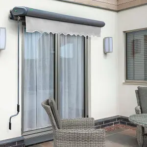 Primrose Awnings 2.5m x 2.0m Retractable Electric Full Cassette Charcoal Frame Silver Awning Outdoor Patio Canopy