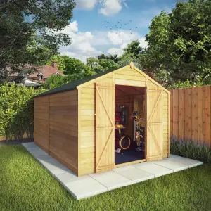 Waltons Garden Shed 12 x 8 Overlap Apex Double Door Windowless Wooden Outdoor Storage Building