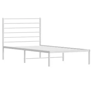 Berkfield Metal Bed Frame with Headboard White 90x190 cm 3FT Single