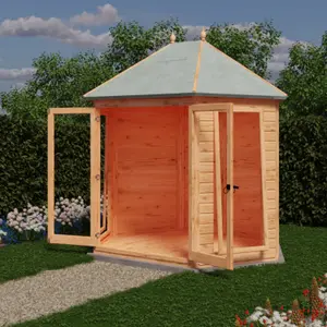 Buttermere hexagonal 8x7ft Summerhouse with 2 opening windows