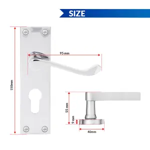 XFORT Euro Profile Victorian Scroll Door Handles In Polished Chrome