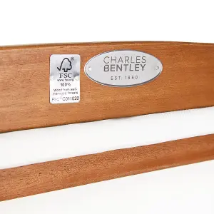 Charles Bentley Folding FSC Eucalyptus Wooden Deck Chair Beach Sun Lounger Cream