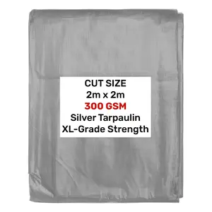 2m x2m Tough heavy duty waterproof tarpaulin/cover up tarp,300gsm builders sheet,garden +camping