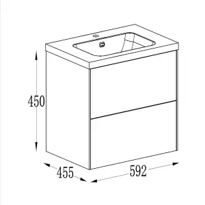 Borneo White Wall Hung Vanity Unit & Basin Set (W)600mm (H)470mm