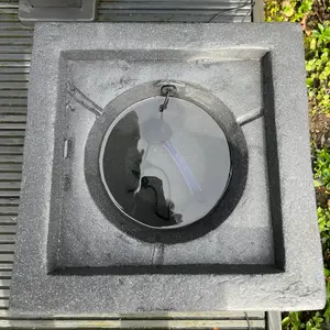 AllPondSolutions Square Water Feature with LED Lights - Plug Powered - Dark Grey 37x37x30cm