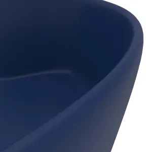 Luxury Wash Basin with Overflow Matt Dark Blue 36x13 cm Ceramic