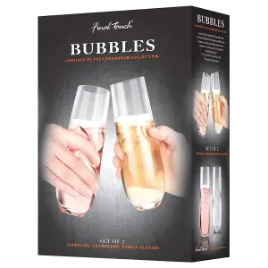 Original Products Final Touch Bubbles Stemless Champagne Sparkling Wine Glasses 300ml Set of 2