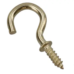 Shouldered Screw Hooks Fasteners Hanger Brass Plated 8mm Dia 16mm Length 17pc