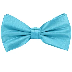 Aqua Blue Satin Polyester Bow Tie for Casual & Formal Wear, Wedding Party Accessory