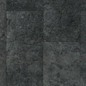 Black Modern Marble Effect Anti-Slip Vinyl Flooring for Bathroom, & Kitchen, 2.8mm Thick Vinyl Sheet-2m(6'6") X 4m(13'1")-8m²